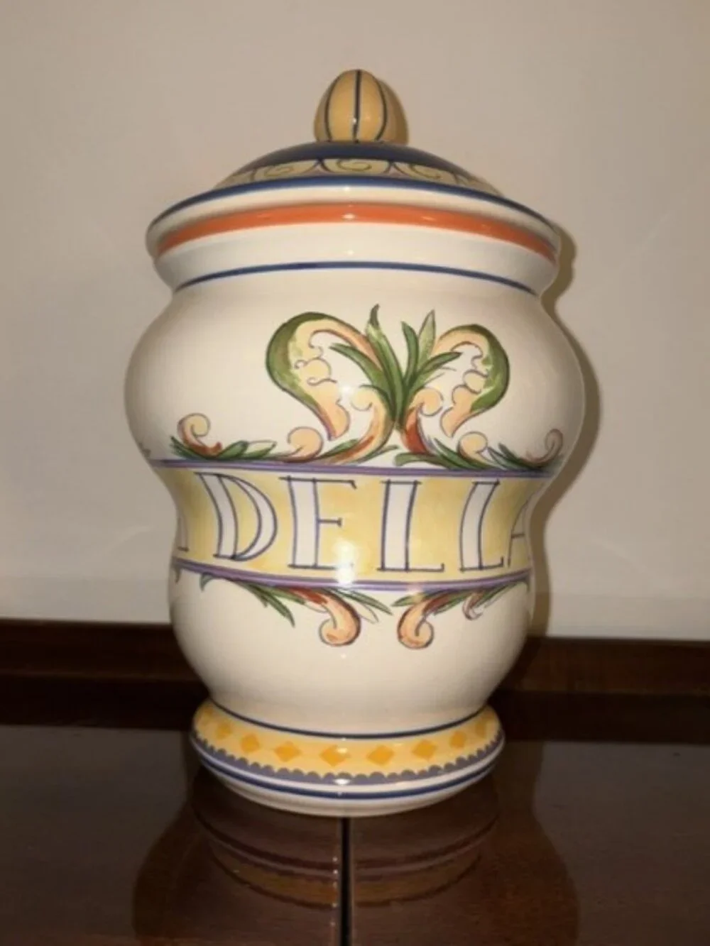 Pfaltzgraff Villa Della Luna Hand-Painted Italian Inspired Canister Jar 10.5